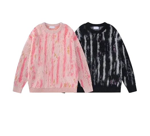 MOHAIR TOUCH SHAGGY STRIPE KNIT-モヘアタッチ シャギーストライプニット Mira Gemini