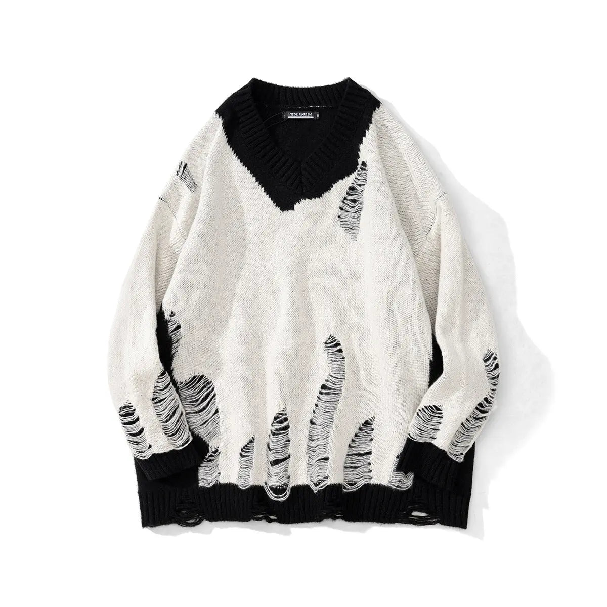VINTAGE DAMAGE V-NECK KNIT SWEATER-ヴィンテージダメージＶネックニットセーター Mira Gemini