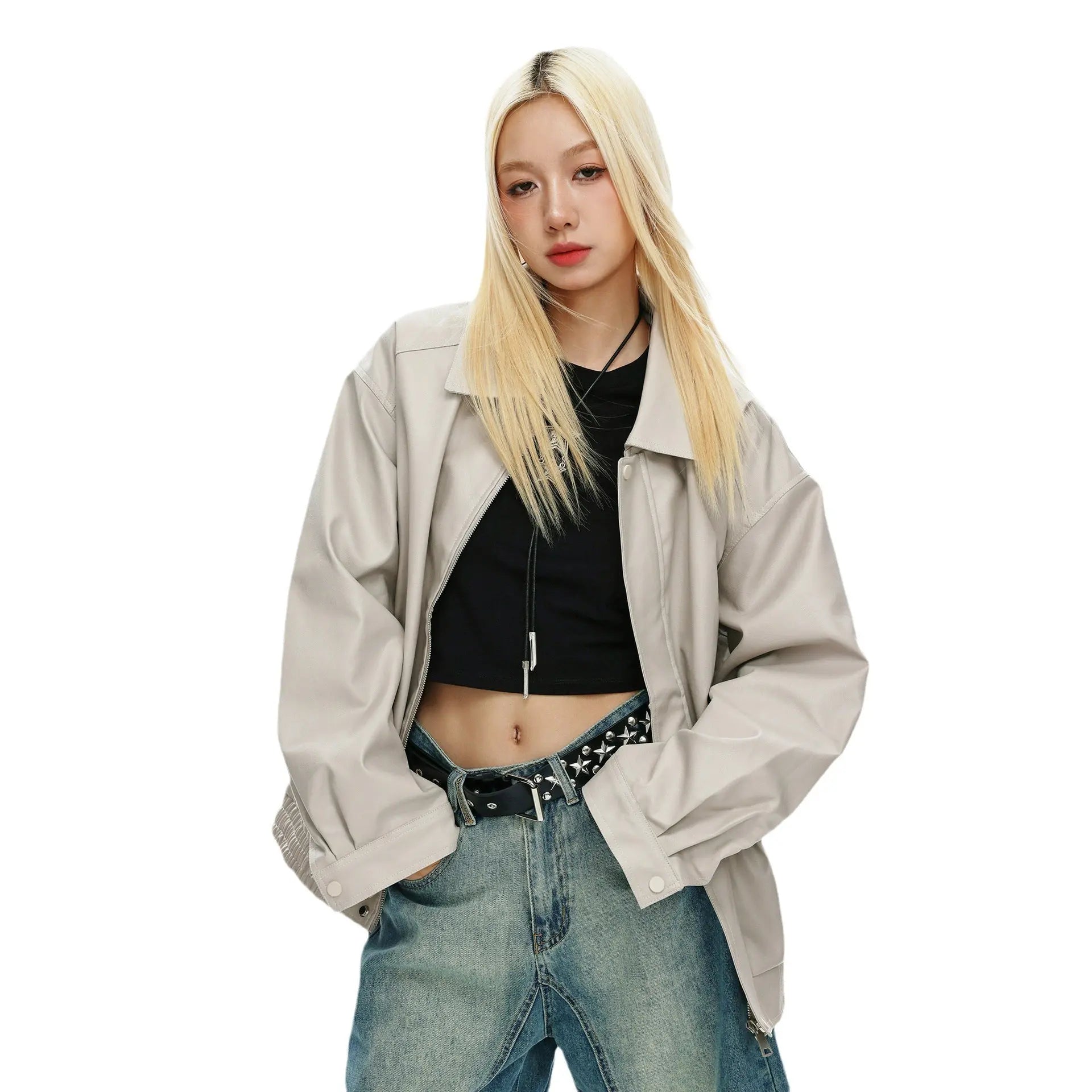 OVERSIZED FAUX LEATHER JACKET - オーバーサイズフェイクレザージャケット Mira Gemini