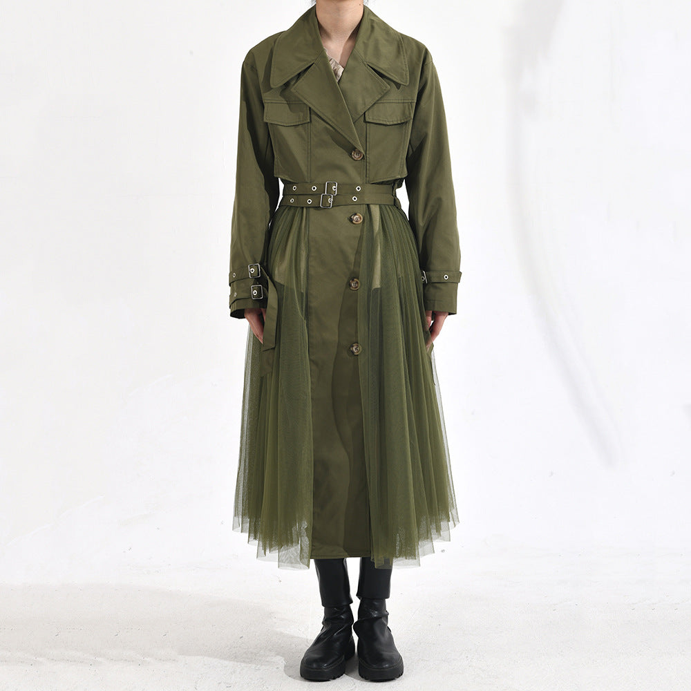 シアーチュール ドッキングトレンチコート（SHEER TULLE DOCKING TRENCH COAT）｜レディース