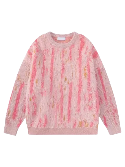 MOHAIR TOUCH SHAGGY STRIPE KNIT-モヘアタッチ シャギーストライプニット Mira Gemini
