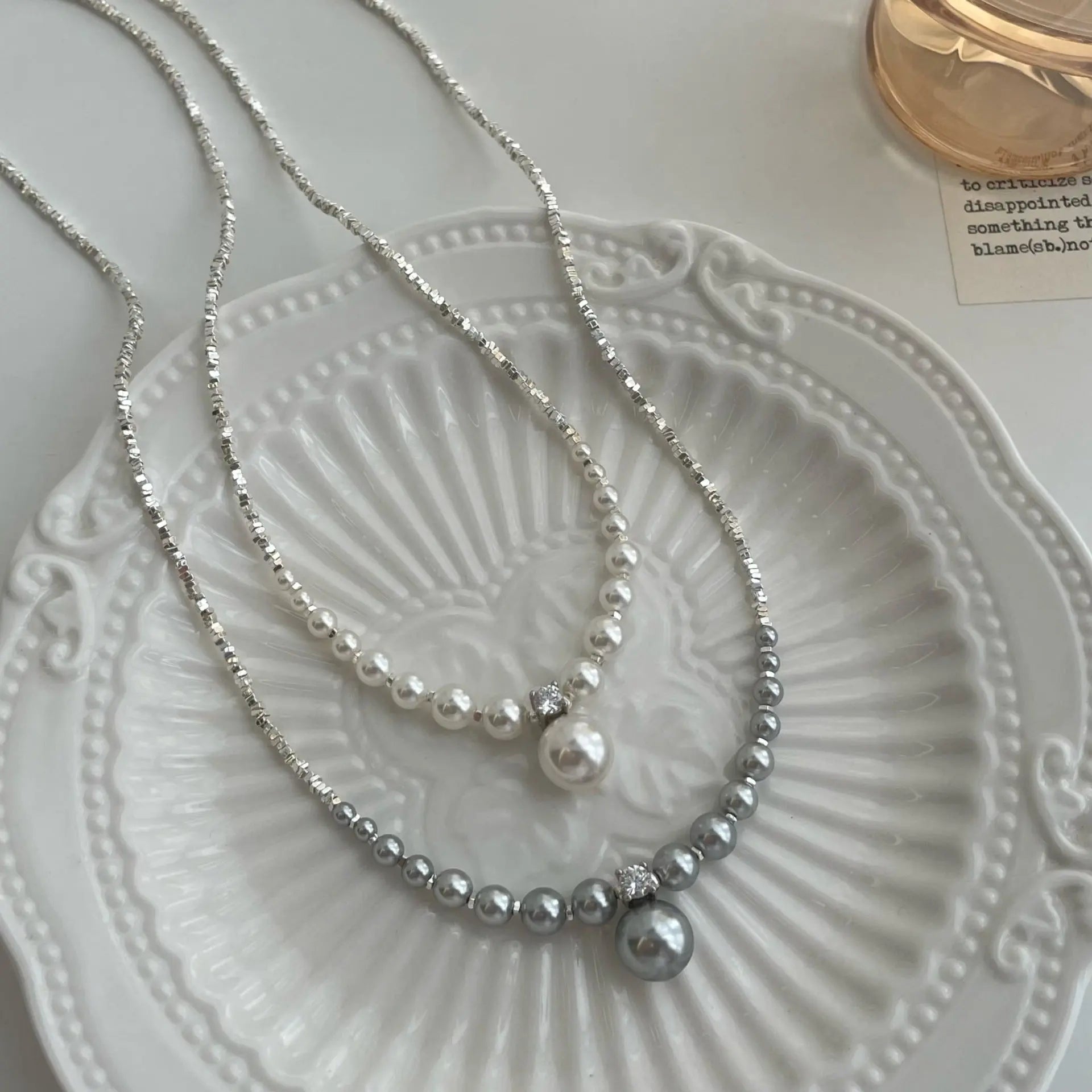 DUAL PEARL SILVER NECKLACE Mira Gemini