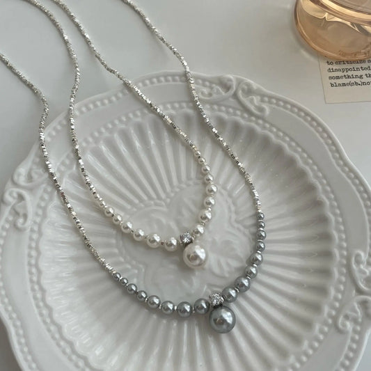 DUAL PEARL SILVER NECKLACE Mira Gemini