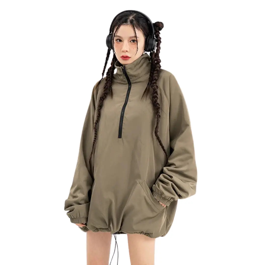 WATER-REPELLENT HIGH NECK OVERSIZED JACKET
