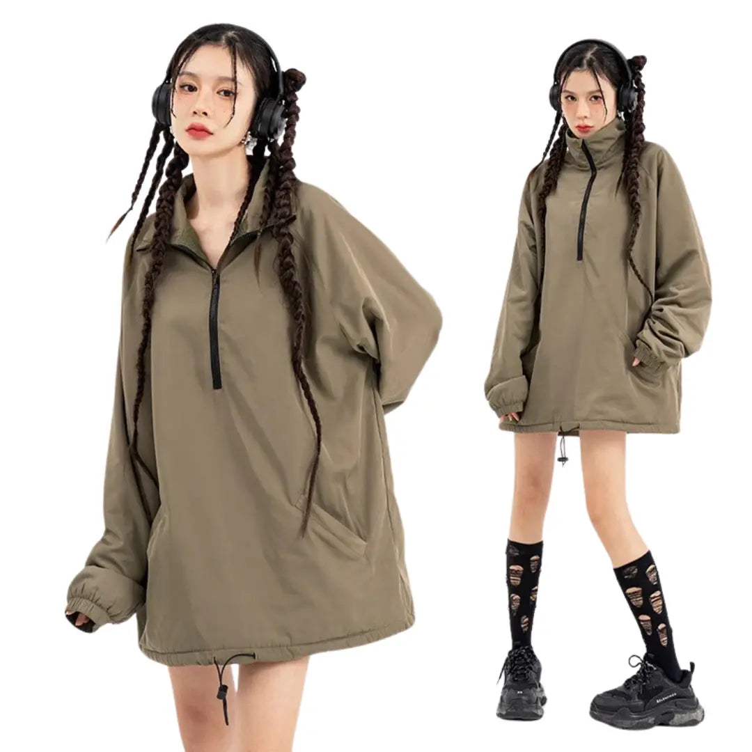 WATER-REPELLENT HIGH NECK OVERSIZED JACKET