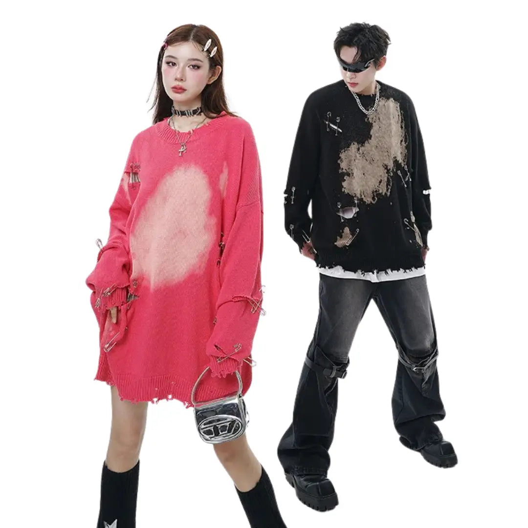 UNISEX DAMAGE DYE KNIT