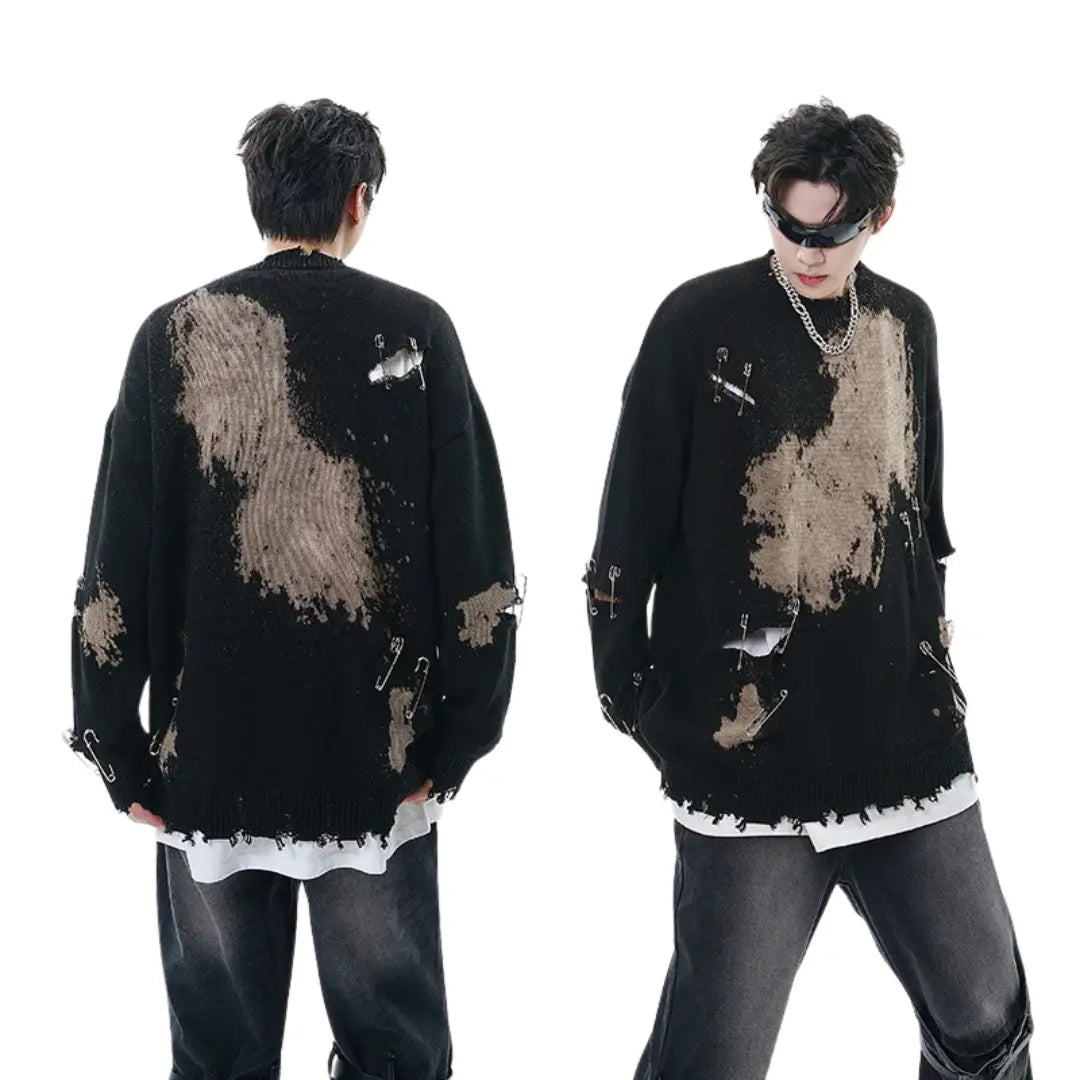 UNISEX DAMAGE DYE KNIT