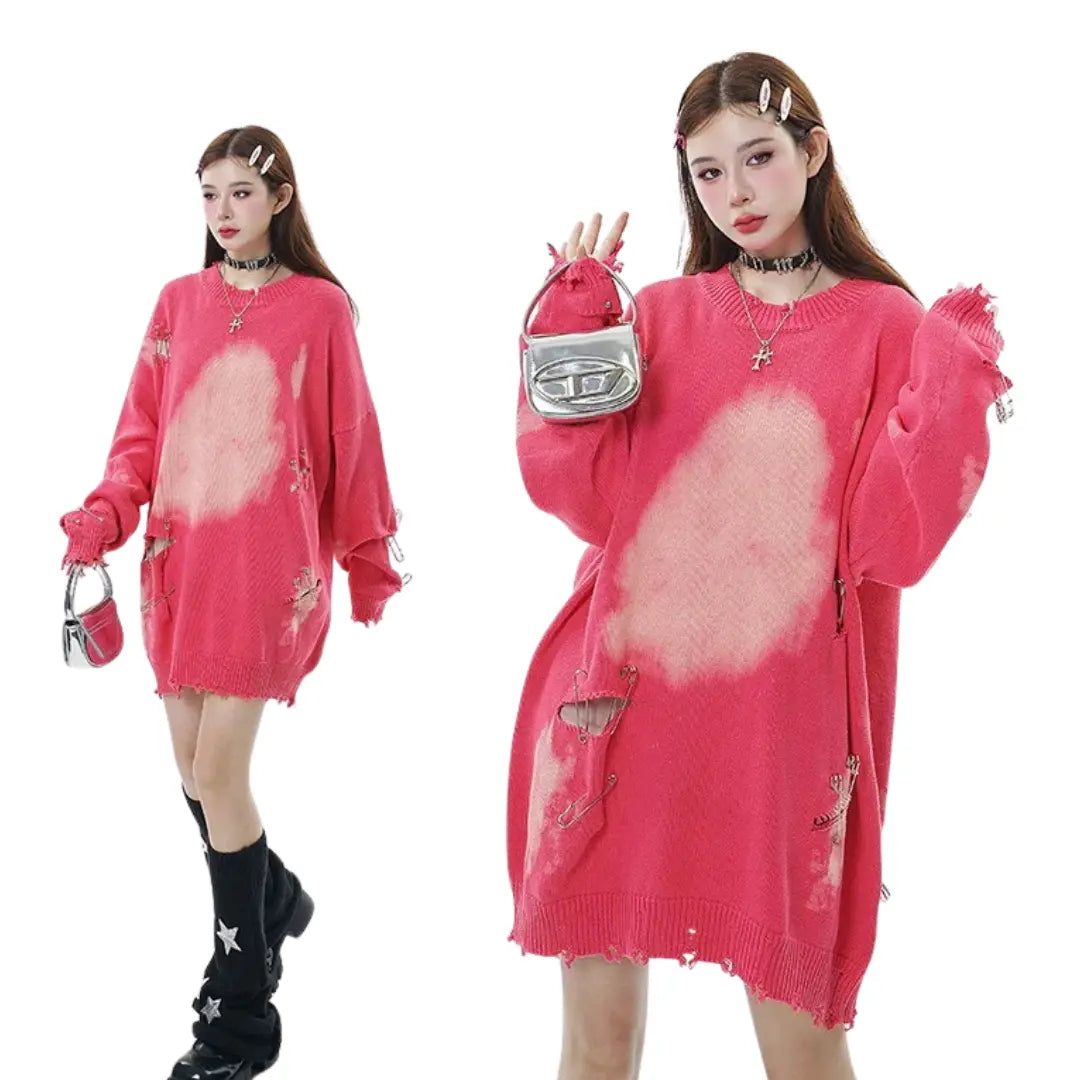 UNISEX DAMAGE DYE KNIT